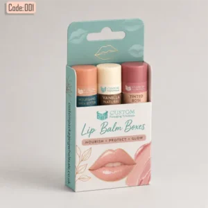 Custom display lip balm boxes with tuck top design for round lip balm container packaging