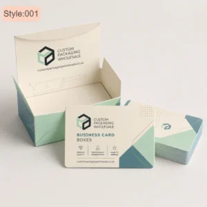 Custom business card boxes collection with matching presentation packaging and cards